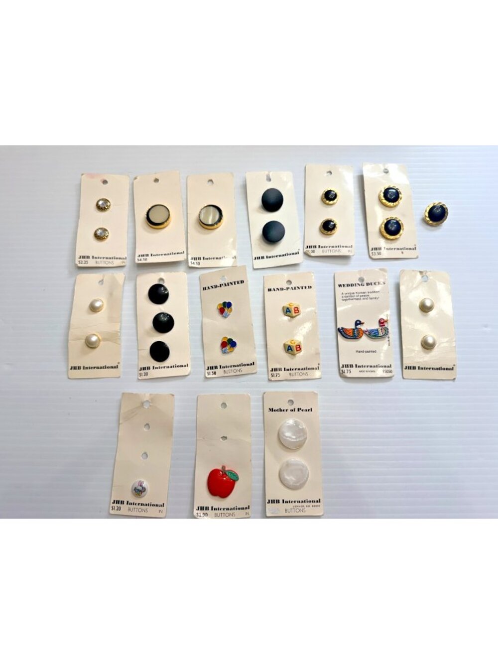 Vintage JHB International Lot of Buttons Ducks, Apple, Mother of pearl, etc